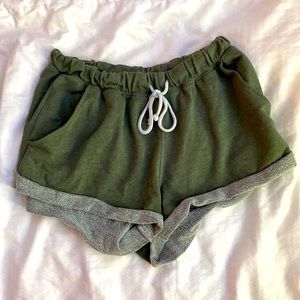 Green cotton shorts.